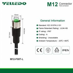 img 3 attached to High-Quality Industrial Pre-Wired M12 Connector Cable - 8-Pin Female A-Coding - 3M/10FT PVC Line By VELLEDQ
