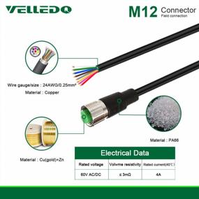 img 1 attached to High-Quality Industrial Pre-Wired M12 Connector Cable - 8-Pin Female A-Coding - 3M/10FT PVC Line By VELLEDQ