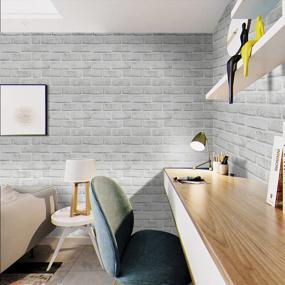 img 1 attached to Grey And White Brick Wallpaper Peel And Stick - Self Adhesive Removable Wall Paper For Backsplash, Fireplace Decoration, And Shelf Lining - 17.7" X 393.7
