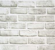 grey and white brick wallpaper peel and stick - self adhesive removable wall paper for backsplash, fireplace decoration, and shelf lining - 17.7" x 393.7 логотип