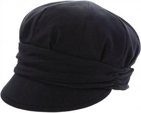 img 3 attached to Black 100% Cotton Visor Bill Beret Cap For Women - Perfect For Newsboy Style