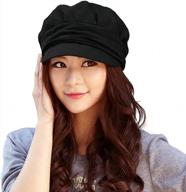 черная беретная кепка с козырьком из 100% хлопка для женщин - идеально подходит для стиля газетчика логотип