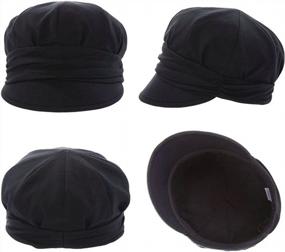 img 2 attached to Black 100% Cotton Visor Bill Beret Cap For Women - Perfect For Newsboy Style