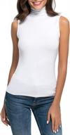 women's sleeveless mock turtleneck stretchy soft slim fit tee shirt layering top логотип