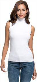 img 1 attached to Women'S Sleeveless Mock Turtleneck Stretchy Soft Slim Fit Tee Shirt Layering Top