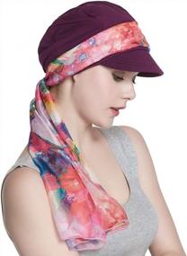 img 1 attached to Bamboo Cotton Hat And Scarf Set For Women With Breathable Linings