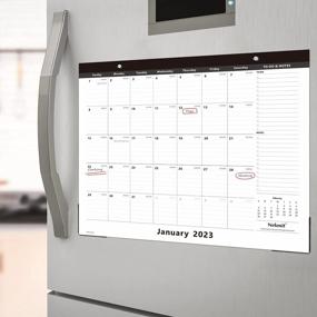 img 2 attached to 2023 Nekmit Magnetic Calendar For Fridge - Home Schooling Plan & Schedule, Ruled Blocks, Black