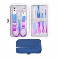 manicure set, women grooming kit, pedicure kit, nail clippers, professional grooming kit, nail tools gift 8 in 1 with luxurious travel case for men and women gifts friends parents(rainbow) logo
