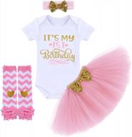 adorable 4pc baby girl 1st/2nd birthday outfit - romper, tutu skirt, headband & leg warmers! логотип