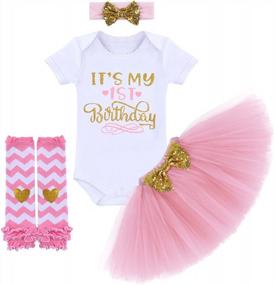 img 4 attached to Adorable 4Pc Baby Girl 1St/2Nd Birthday Outfit - Romper, Tutu Skirt, Headband & Leg Warmers!