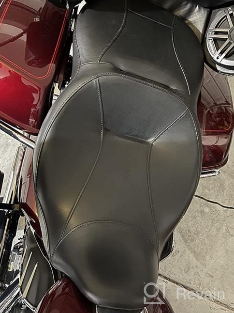 img 1 attached to Harley Davidson Touring Road King Ultra CVO Street Glide, Road Glide And Electra Glide 2009-2020 Deluxe One-Piece Two-Up Motorcycle Rider Passenger Seat (Black Red) review by Richard Kuntz