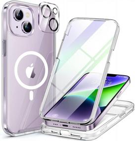 img 4 attached to New And Improved Miracase Glass Series IPhone 14 Case: Full-Body Magnetic Clear Case With 9H Tempered Glass Screen Protector And MagSafe Compatibility For 6.1 Inch (2022 Upgrade)