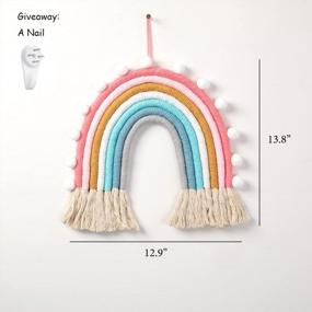 img 1 attached to Boho Rainbow Macrame Wall Hanging: Perfect Girl Room Decor, Small Tapestry For Kids Nursery & Newborn Birthday Gift, Woven Rainbow With Tassel, Soft Cotton Rope Backdrop, Chic & Decorative Wall Art