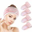 4-pack pink vivote spa facial headbands - adjustable terry cloth wraps for face washing, showering, and facial masks logo