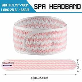 img 3 attached to 4-Pack Pink VIVOTE Spa Facial Headbands - Adjustable Terry Cloth Wraps For Face Washing, Showering, And Facial Masks