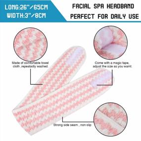 img 2 attached to 4-Pack Pink VIVOTE Spa Facial Headbands - Adjustable Terry Cloth Wraps For Face Washing, Showering, And Facial Masks