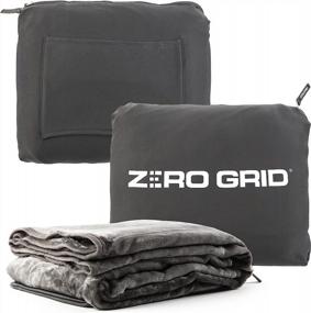 img 4 attached to 🧳 Zero Grid Lightweight Wearable Travel Blanket with Neck Snaps, Cozy Footpockets, Zipper Pouch, Luggage Strap - Premium Super Soft Blanket & Pillow Set for Airplane Travel