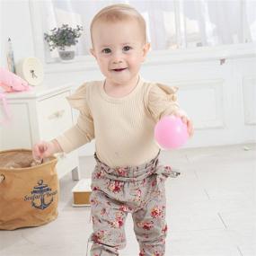 img 3 attached to Newborn Baby Girl Clothes Outfit Set - Infant Romper Ruffle Floral Pants Cute Toddler Clothing