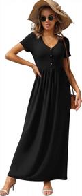 img 2 attached to Maxi Dresses For Women With Pockets - GRECERELLE Loose Buttoned V-Neck Casual Dress For Any Occasion