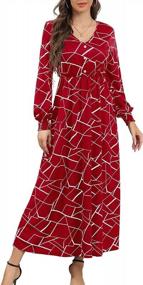 img 4 attached to Effortlessly Chic: I2CRAZY Women'S Button-Front Maxi Dress With Shirred Cuffs And Lantern Sleeves