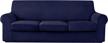 4-piece navy blue stretch velvet sofa slipcovers with individual seat cushion covers - plush furniture protectors for replacement and protection of sofas logo