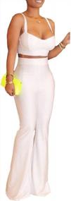 img 3 attached to Women'S Two Piece Outfit Jumpsuit: ECDAHICC Crop Cami Top & High Waist Bell Flare Long Pants Set Sweatsuits Clubwear