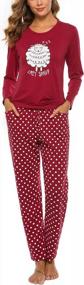 img 4 attached to Cozy Up In Style: EISHOPEER Women'S Long Sleeve Pajama Set With Cute Prints And Pockets