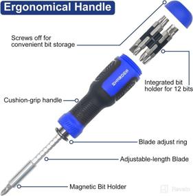 img 2 attached to 🔧 SHARDEN 13-in-1 Adjustable Multibit Screwdriver Set with Extension - All-in-One Screw Driver Multitool, Torx Security, Flat Head, Phillips, Hex, Square & 1/4 Nut Driver