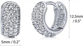img 3 attached to Sterling Silver CZ Small Hoop Huggie Earrings For Women, 0.5" - BERRICLE