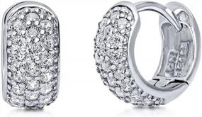 img 4 attached to Sterling Silver CZ Small Hoop Huggie Earrings For Women, 0.5" - BERRICLE