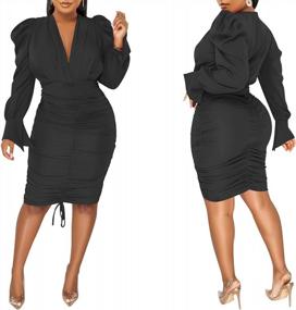 img 2 attached to Elegant Ruched Dresses For Women - Salimdy Formal Long Sleeve Midi Dress For Club Dinner & Birthday Events