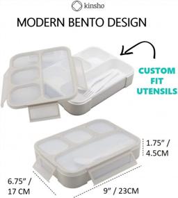 img 3 attached to Leakproof Bento Lunch Box Container With Portion Control Compartments - Japanese Style Meal Prep Box For Kids, Adults, Boys, Girls, And Teens (Grey)