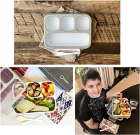 img 2 attached to Leakproof Bento Lunch Box Container With Portion Control Compartments - Japanese Style Meal Prep Box For Kids, Adults, Boys, Girls, And Teens (Grey)