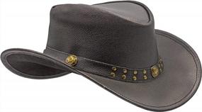 img 4 attached to Men'S Durable Leather Outback Cowboy Hat - Shapeable Western Hat For Men