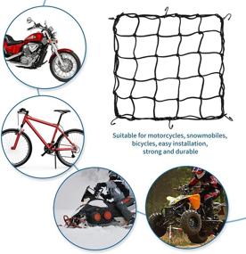 img 1 attached to 🔗 15"x15" Black Latex Cargo Net - Stretchable to 30"x30" with 6 Adjustable Hooks and 2"x2" Small Mesh - Ideal for Motorcycle, Bike, and Trailer Gear