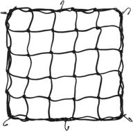 🔗 15"x15" black latex cargo net - stretchable to 30"x30" with 6 adjustable hooks and 2"x2" small mesh - ideal for motorcycle, bike, and trailer gear logo