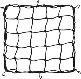 img 4 attached to 🔗 15"x15" Black Latex Cargo Net - Stretchable to 30"x30" with 6 Adjustable Hooks and 2"x2" Small Mesh - Ideal for Motorcycle, Bike, and Trailer Gear