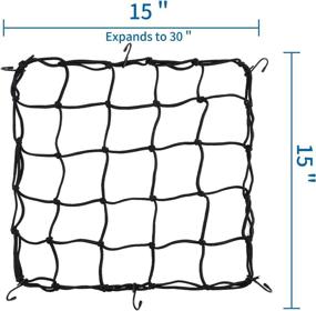 img 2 attached to 🔗 15"x15" Black Latex Cargo Net - Stretchable to 30"x30" with 6 Adjustable Hooks and 2"x2" Small Mesh - Ideal for Motorcycle, Bike, and Trailer Gear