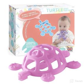 img 4 attached to GOQELK Teething Toys: 2-Pack Turtle Shaped Gloves Teether for Safe, Stimulating and Soothing Baby’s Sore Gums