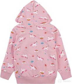 img 3 attached to 🦄 Cotton Unicorn Rainbow Print Toddler Girl Zip Up Hoodie - Lightweight Jacket for Fall Outfit, Kids Clothes