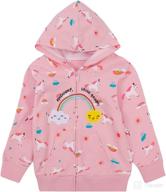🦄 cotton unicorn rainbow print toddler girl zip up hoodie - lightweight jacket for fall outfit, kids clothes logo