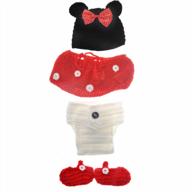 cute cartoon mouse style newborn hand knitted hat | tinksky photography prop baby infant costume set logo