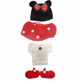 img 4 attached to Cute Cartoon Mouse Style Newborn Hand Knitted Hat | Tinksky Photography Prop Baby Infant Costume Set