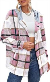 img 4 attached to Women'S Oversized Plaid Hoodie Jacket By Bbalizko - Button Down Long Sleeve Drawstring Casual Boyfriend Coat Outerwear