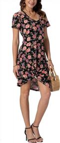 img 2 attached to Women'S V Neck Short Sleeve Casual Loose Beach Dress Cover Up With Ultra-Soft Knot Twist Tie Detail