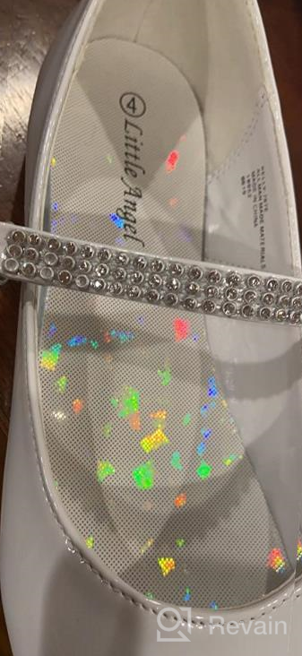 img 1 attached to 👧 Sparkling Rhinestone Toddler & Little Girls' Leatherette Ballerina Flats review by Brett Cat