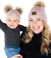 зимняя шапка beanie pom pom bundle - толстая мягкая теплая для взрослых, малышей и младенцев логотип