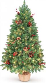 img 4 attached to LIFEFAIR 4FT Prelit Christmas Tree, Decorated With 150 Clear Lights And Realistic 380 Thicken Tips