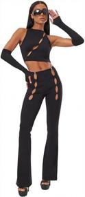 img 1 attached to Women'S Black Large XLLAIS Fashion Cute Trousers Tracksuits Sexy Slim Thick Club Flare Pants Two Piece Sets