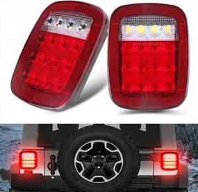 img 3 attached to LIMICAR RV LED Tail Lights, 2PCS Square 22 Red/White Stop Turn Trailer Lights With License Plate Light And Clearance Marker Lights For Truck RV Caravan Jeep YJ TJ JK CJ